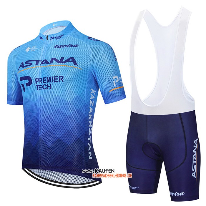 Astana Kurzarmtrikot 2021 und Kurze Tragerhose Blau